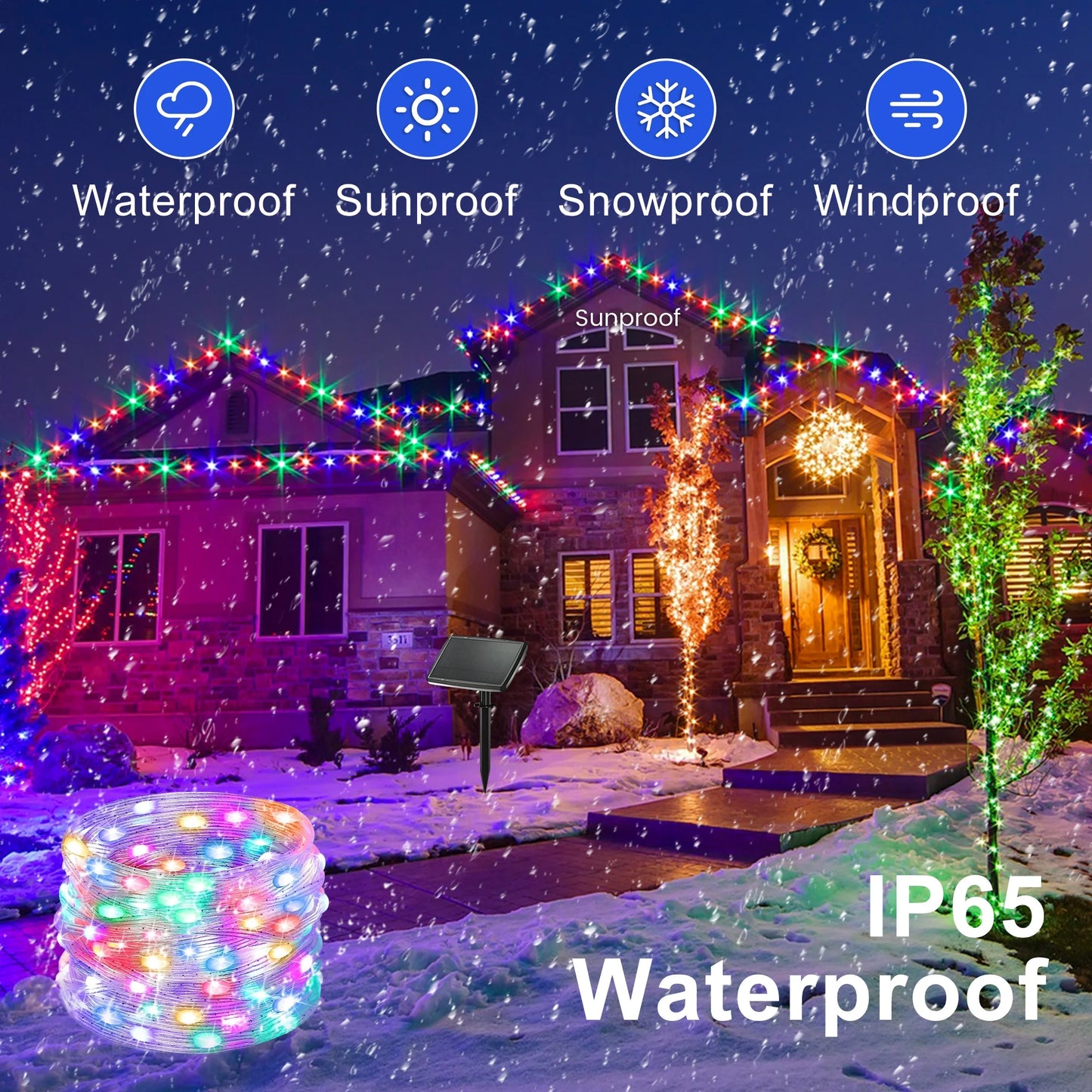 50Ft Smart RGB-IC LED Fairy Lights USB Powered with APP Remote Control, IP65 Waterproof Twinkle Color Changing Lights for Garden Party Decor